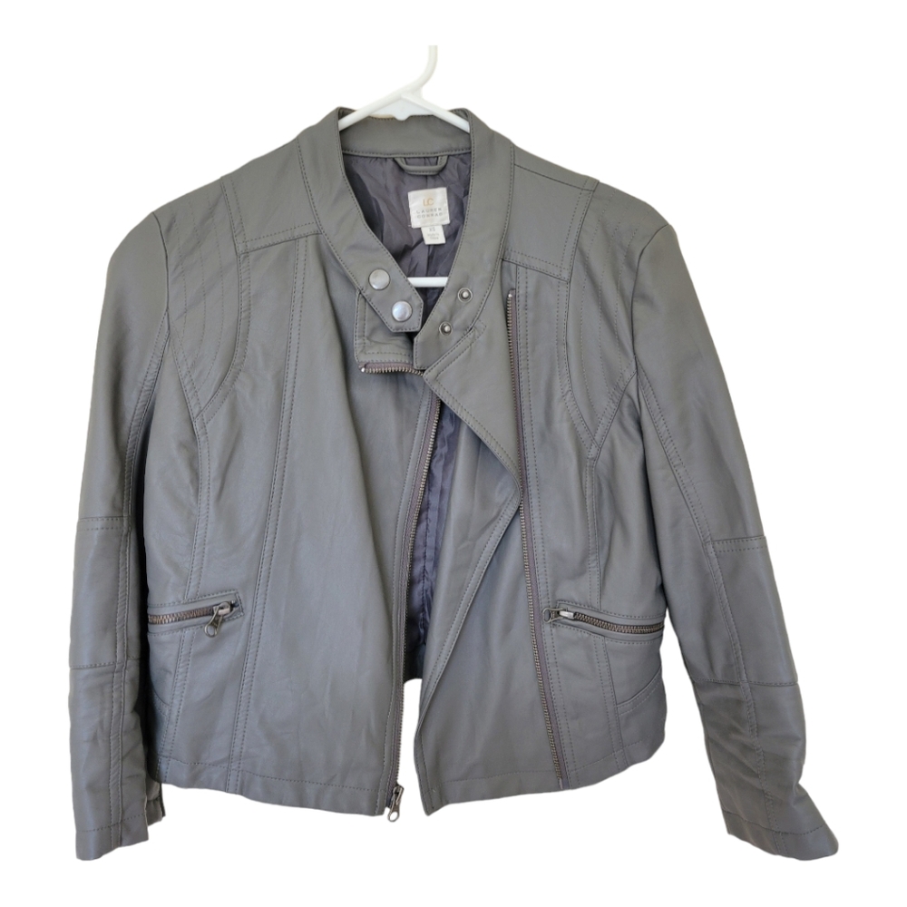 LC Lauren Conrad Imitation Leather Cropped Jacket, Size XS
